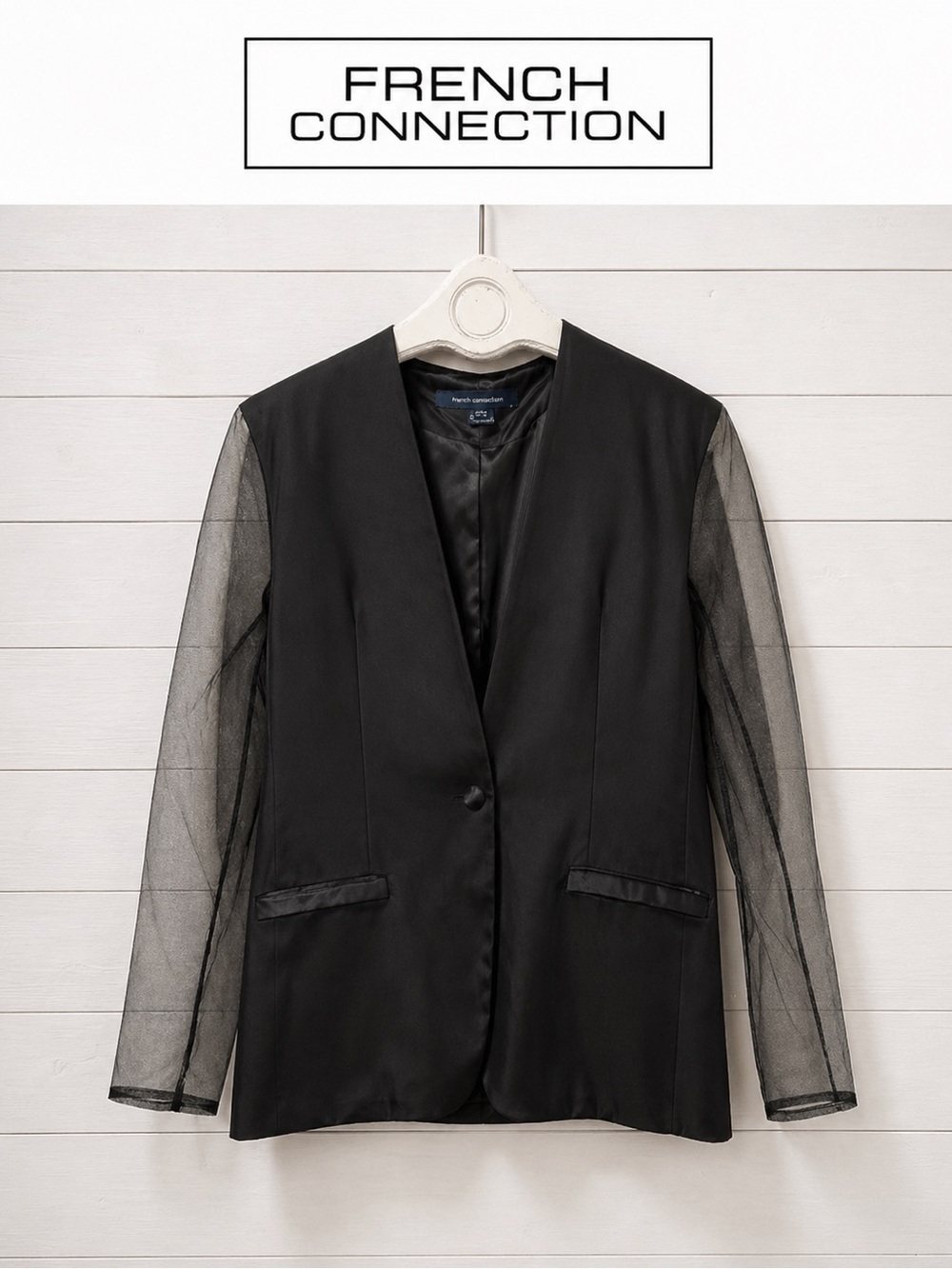 FRENCH CONNECTION – Black Sheer Sleeve Blazer 10